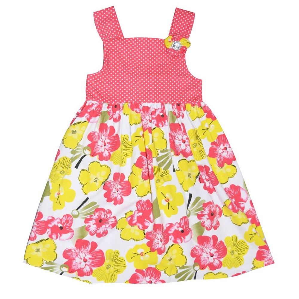 Blueberi Boulevard Empire Waist Mixed Print Sundress